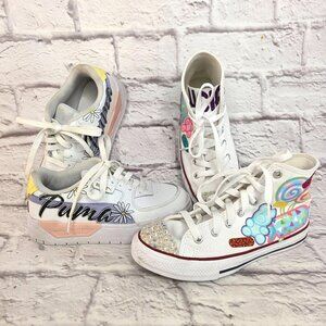 Girls Shoes Custom Converse All Star Youth High-Tops LUCIA Sz 2 & Puma Sz 2C